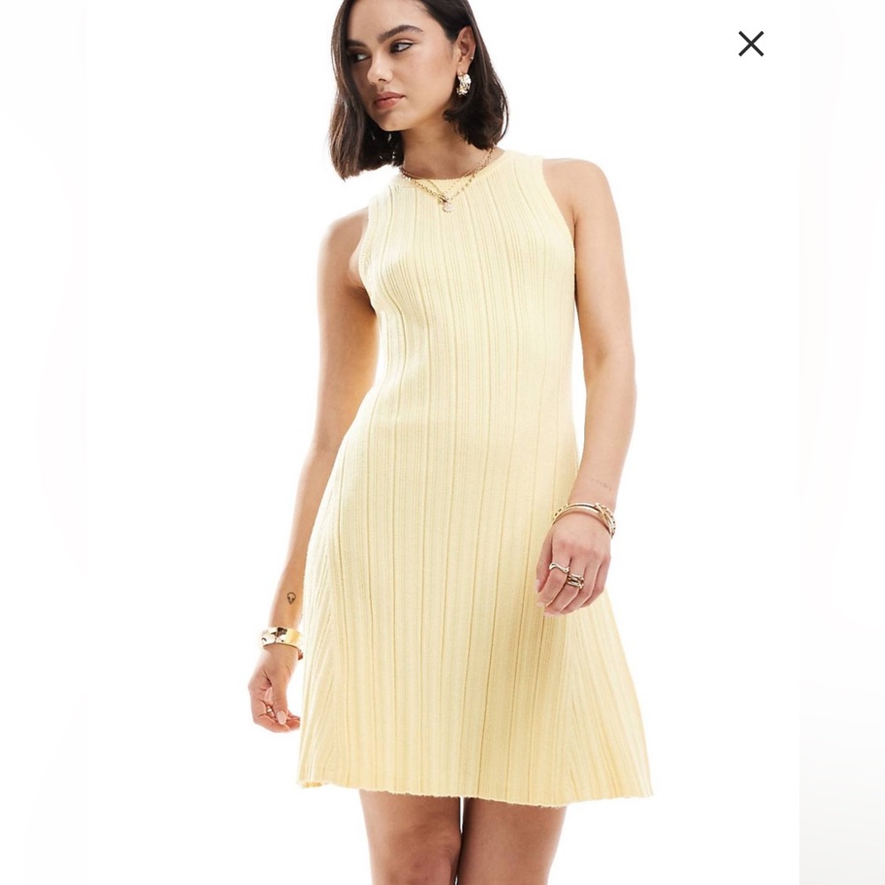 ASOS Vero Moda Sleeveless Ribbed Midi Dress in Pale Yellow